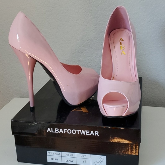 baby pink platform heels